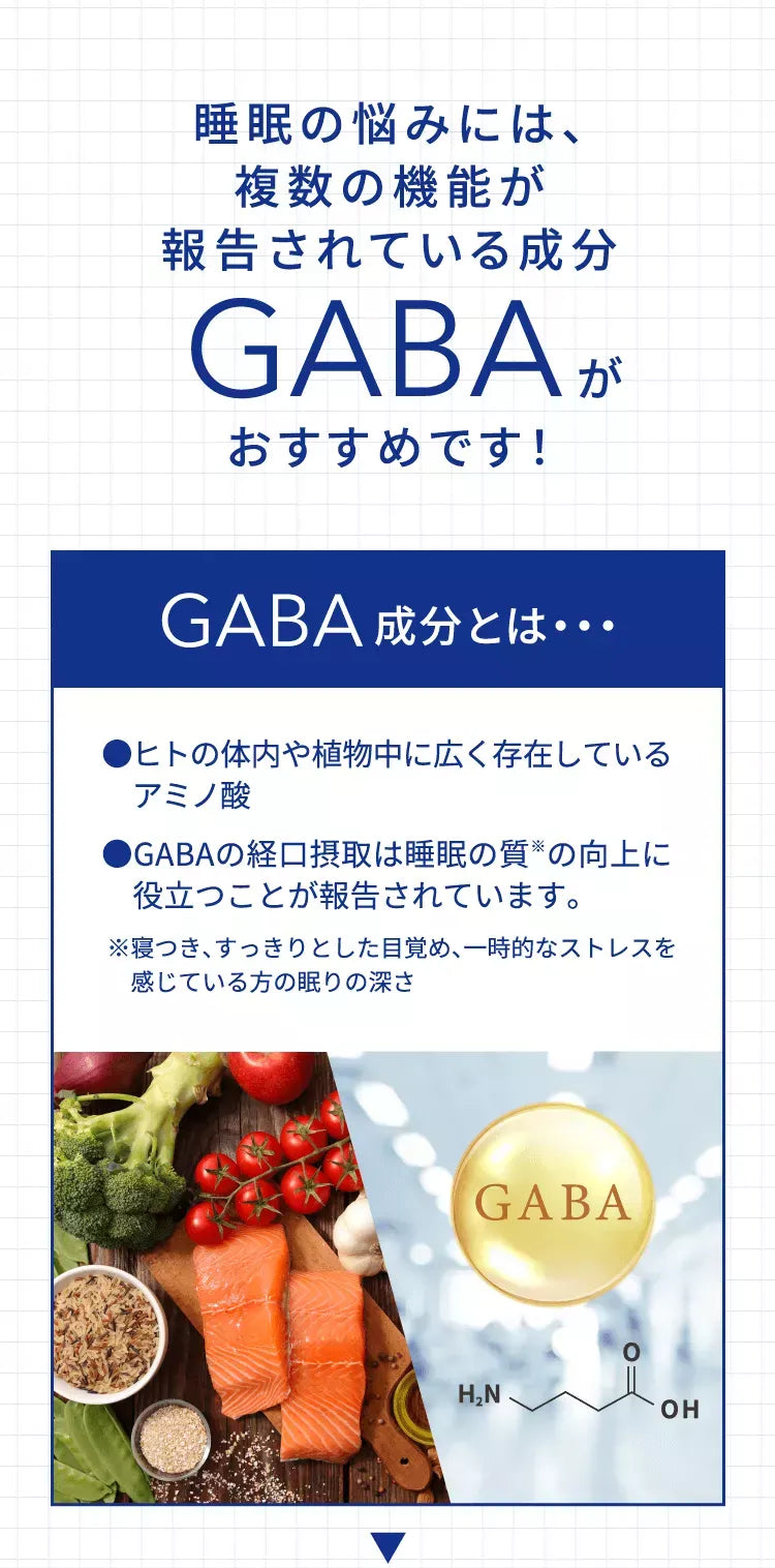 睡眠の悩みには複数の機能が報告されている成分GABAがすすめです！