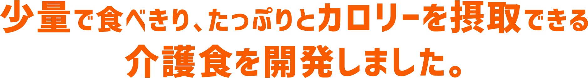 少量で食べきり、たっぷりとカロリーを摲取できる介護食を開発しました。